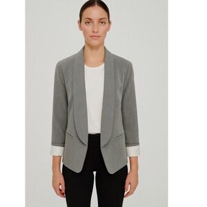 Ann Taylor Loft Gray Shawl Collar Blazer 8 Career Business Casual Academia 89-49